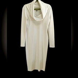 Off white faux suede cowl neck dress.